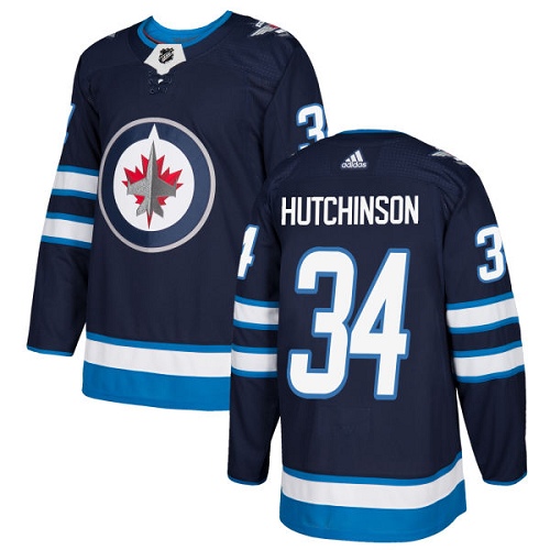 Adidas Jets #34 Michael Hutchinson Navy Blue Home Authentic Stitched Youth NHL Jersey